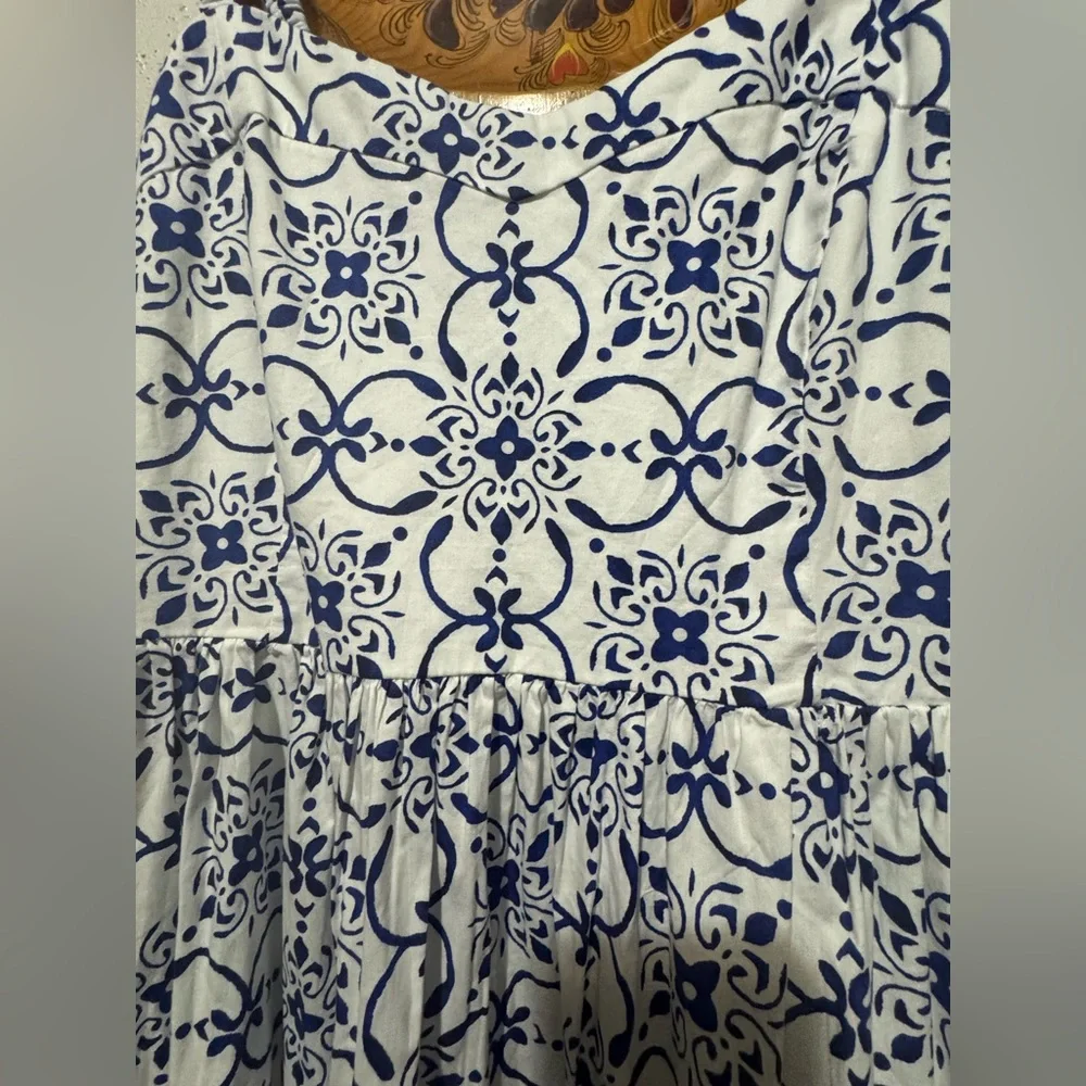 J. Crew factory blue and white Poplin corset midi dress Size 6 - Picture 14 of 14